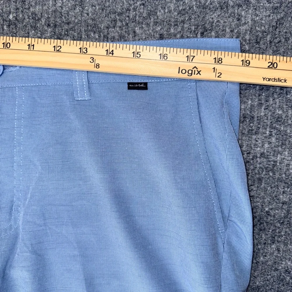 TravisMathew Mens Golf Shorts Blue Micro Check Stretch Performance Size 36 - Picture 4 of 10